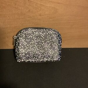 Michael Kors Black Star-Print Zip Cosmetic zipper Pouch with Silver Accents